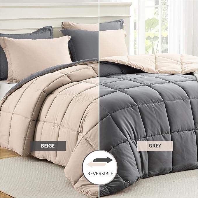 Homelike Moment Twin Comforter Set Beige, Comforter Twin Size Bed Set, - Image 2