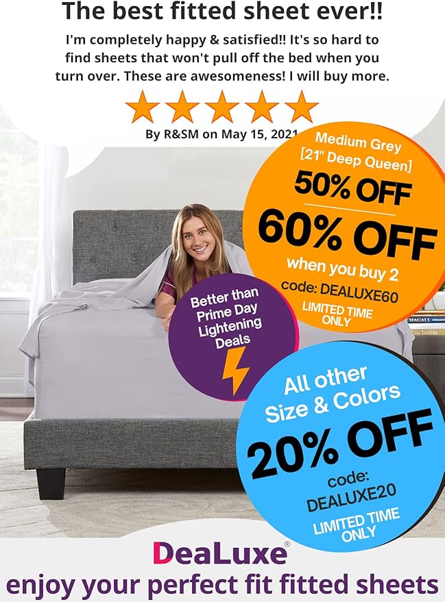 Queen Size Deep Pocket Fitted Sheets 16' Fit Perfectly 14'18' Mattress & - Image 2