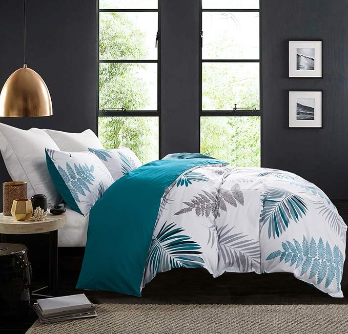 SLEEPBELLA Duvet Cover Twin, 600 Thread Count Cotton Leaf Botanical Pattern by SLEEPBELLA
