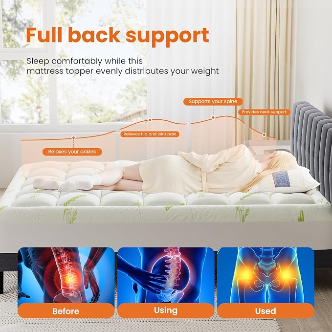 DUMOS Twin Size Ultra Soft Mattress Topper, Viscose Derived from Bamboo - Image 2