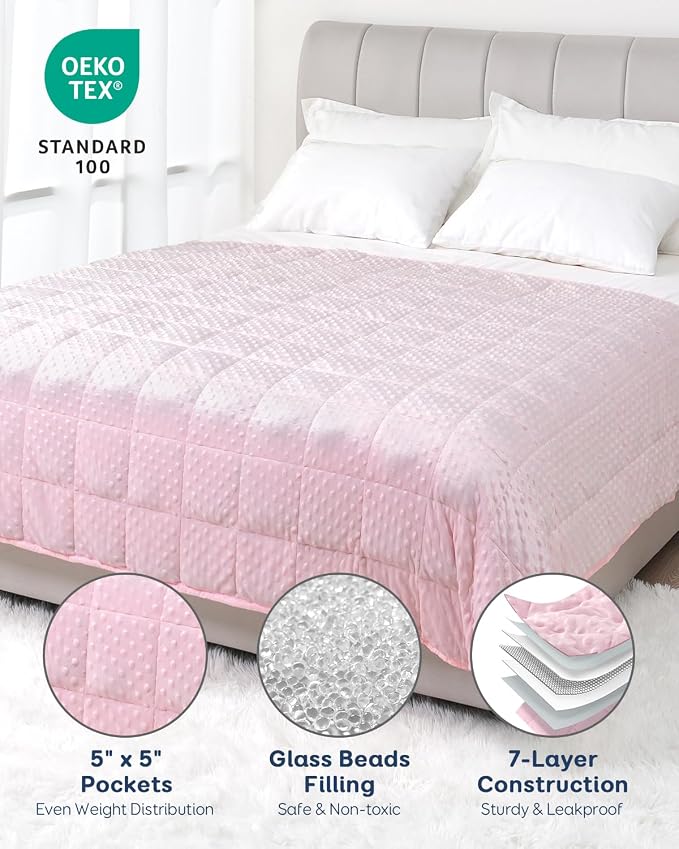 Kivik Weighted Blanket 12 lbs for Adults, Minky Dot Heavy Blankets, Microfiber - Image 4