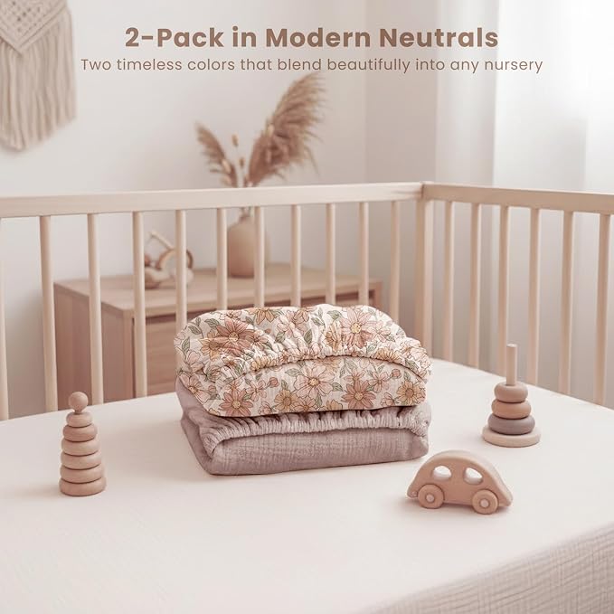 Konssy Muslin Crib Sheets for Girl Boy - Image 7