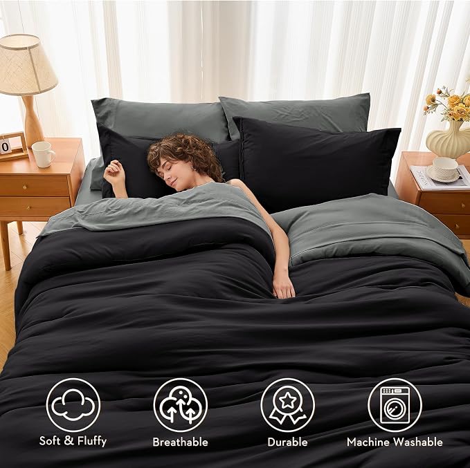 MUXHOMO 7 Pieces Full Comforter Set, Soft Bed in a Bag Full Size, All Season - Image 2