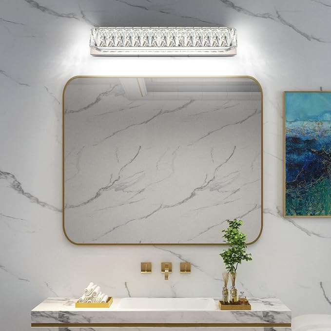 ZUZITO Crystal Bathroom Light Fixtures Over Mirror, 22.8in Modern LED Vanity - Image 2