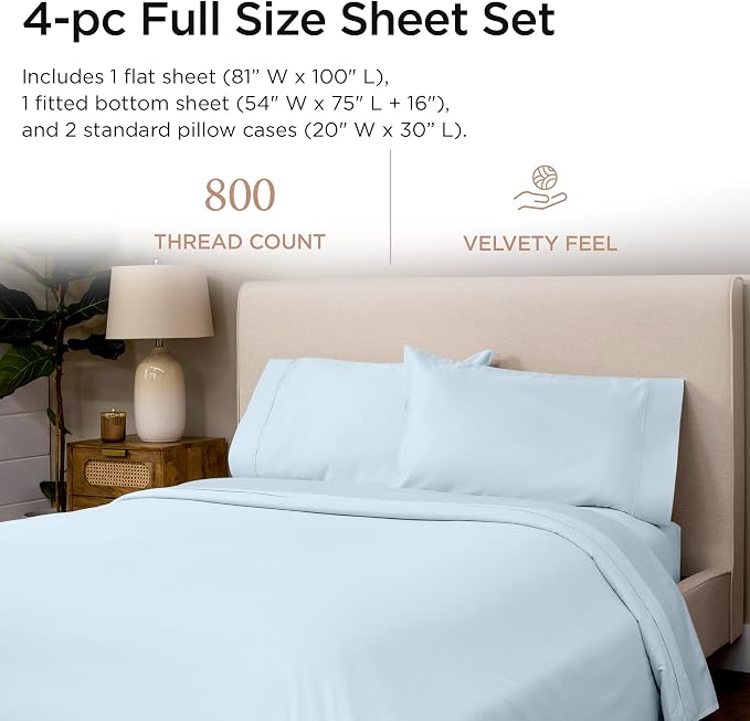 Threadmill Luxury 800 Thread Count Full Size 100% Cotton Sheets - Image 2