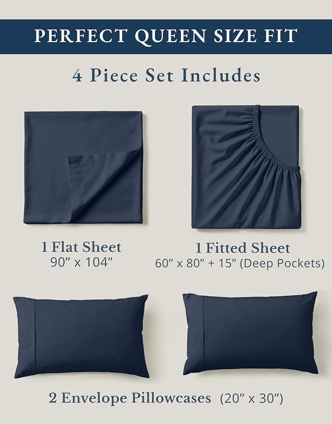 LANE LINEN Eco Friendly 100% Organic Cotton Bed Sheets Queen Size, Soft & Comfy - Image 4