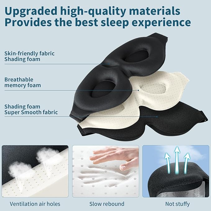 ZGGCD Sleep Mask for Side Sleeper, Light Blocking Sleeping Eye Mask for Women - Image 5
