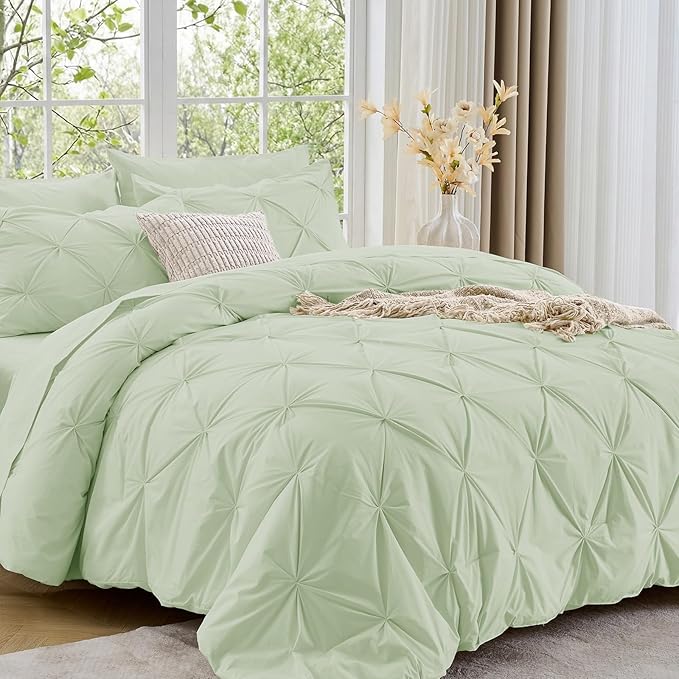 Sasttie King Size Comforter Set, 7-Piece Bed in a Bag, Pintuck Bedding Sets by SASTTIE
