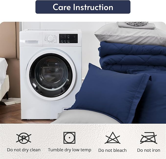 MUXHOMO 7 Pieces Oversized Queen Comforter Set, Reversible Bed in a Bag - Image 9