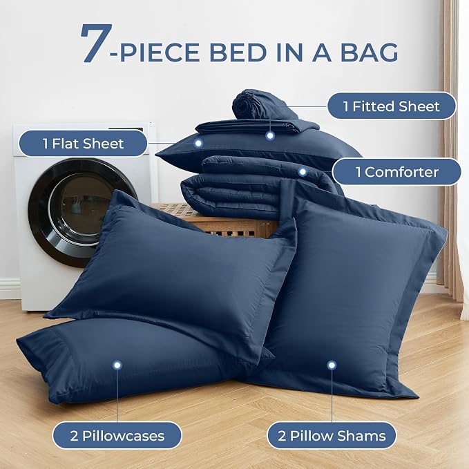 Sasttie Queen Comforter Set, Complete Bedding Set Includes Comforter, Flat Sheet - Image 4