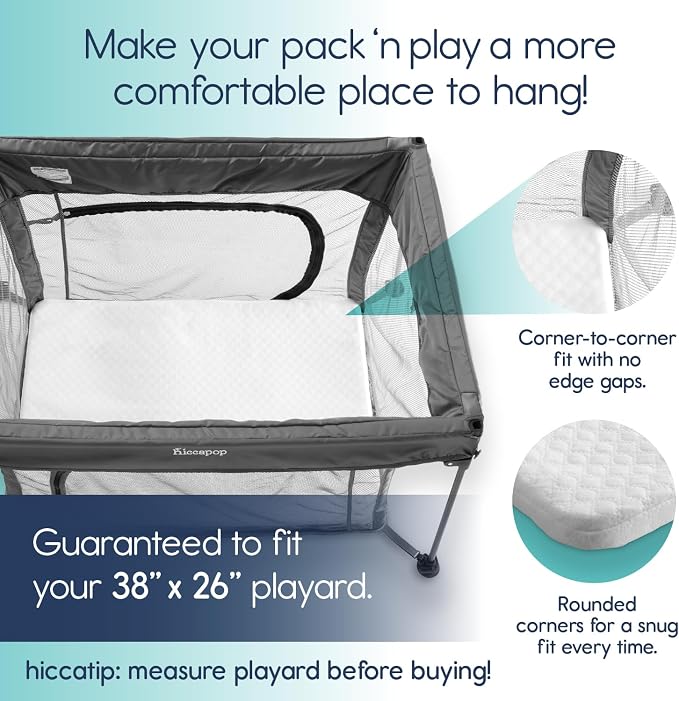 Hiccapop Playard Mattress Pad, Playpen Pad, Portable Crib Mattress - Image 2