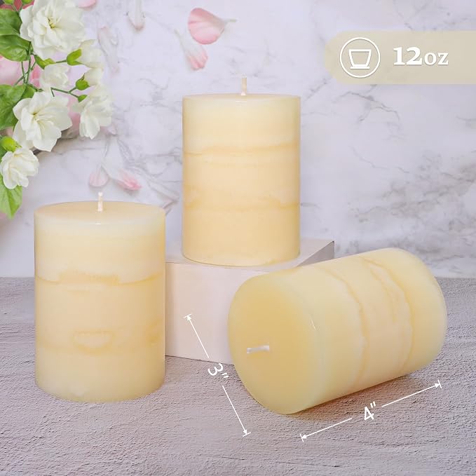 3x4 Inches Jasmine Scented Pillar Candles Ivory White Hand-Poured Candle Long - Image 5
