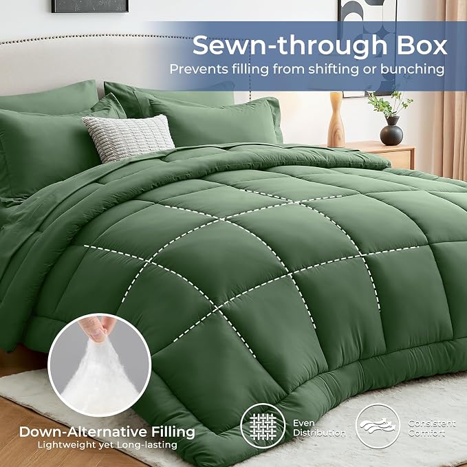 Sasttie King Size Comforter Set, 7 Pieces Bed in a Bag King, Complete Bedding - Image 3