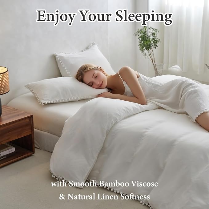 Simple&Opulence French Linen Blended Duvet Cover Queen, Flax Viscose Derived - Image 4