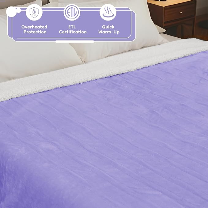 LaffyLo Heated Throw Blanket 50 x 60, Fast Heating Electric Blanket, Dual-Sided - Image 3