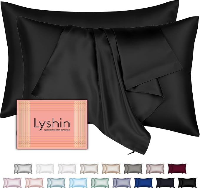 Silk Pillow Cases 2 Pack King Size by LYSHINSILKPILLOWCASES