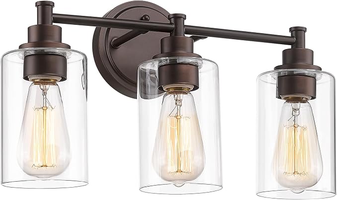 FEMILA 3-Light Vanity Light, Farmhouse Bathroom Light Fixtures, Metal Wall by FEMILA