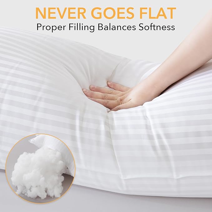 Oubonun Premium Striped Body Pillow, Breathable Cooling Cotton Cover, Soft and - Image 3