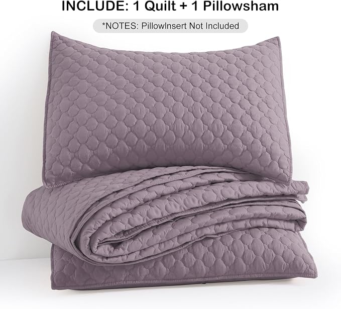 HORIMOTE HOME Quilt Twin Size Grayish Purple, Lightweight Quilt - Image 7