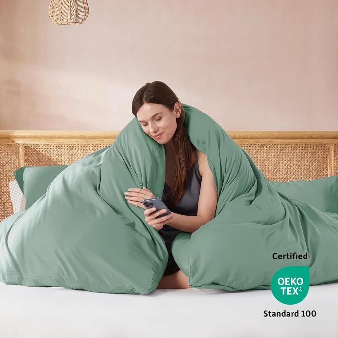 Nestl Sage Green Duvet Cover Queen Size - Image 3