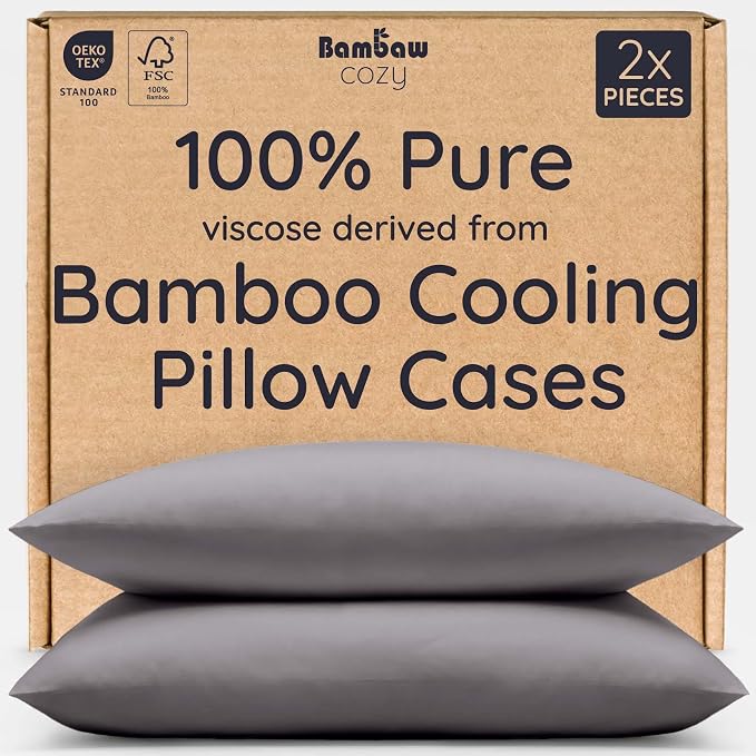 Bambaw 100% Viscose Derived from Bamboo Pillowcases Standard Size – Set of 2 by Bambaw