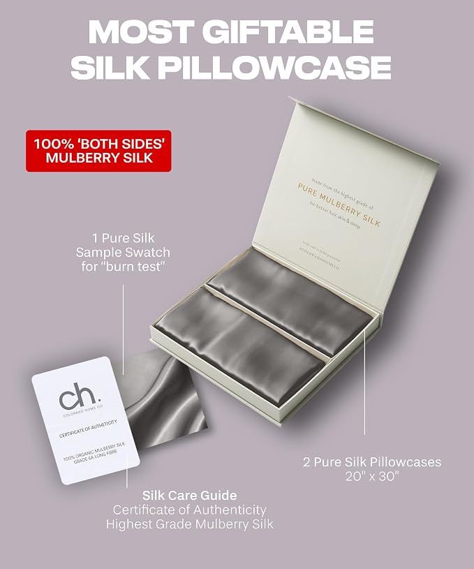 SUNDAYSILKS™ Silk Pillow Cases 2 PACK | 22 Momme Mulberry Silk Pillowcase Set - Image 6