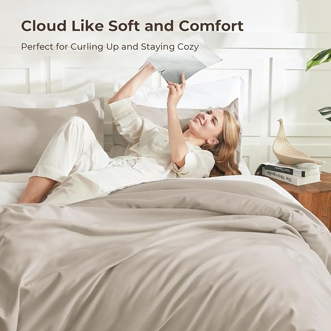 Litanika Comforters Oatmeal Oversized Queen Size, 3 Pieces Lightweight Solid - Image 2