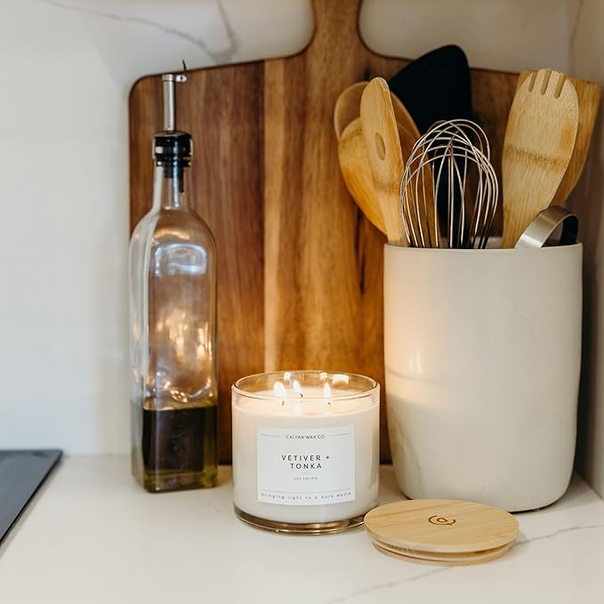 Calyan Wax Co. Vetiver & Tonka 3 Wick Scented Candle - Image 5