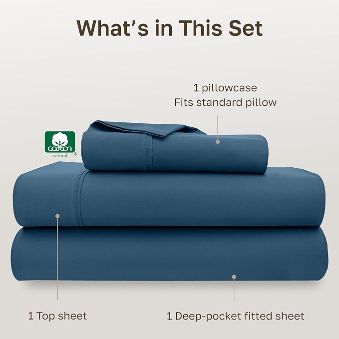California Design Den Soft Twin Size 100% Cotton Sheet Sets, 400 Thread Count - Image 4