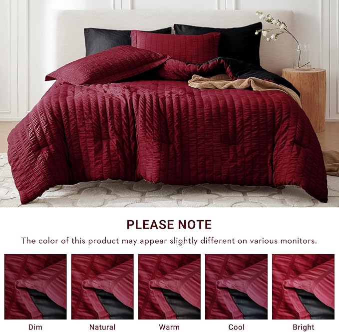 MUXHOMO 7 Pieces Full Comforter Set, Seersucker Bed in a Bag Full Size - Image 5