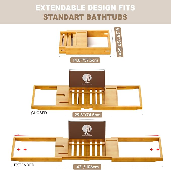 Yirilan Bathtub Trays for Tub, Bath Tray, Foldable Bathtub Caddy - Image 2