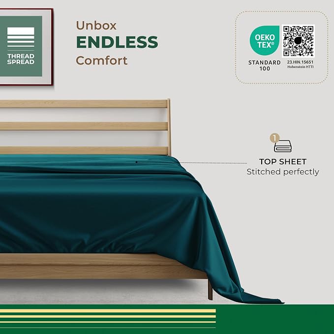 THREAD SPREAD 100% Organic Cotton Percale Flat Sheet Queen Size - Image 3
