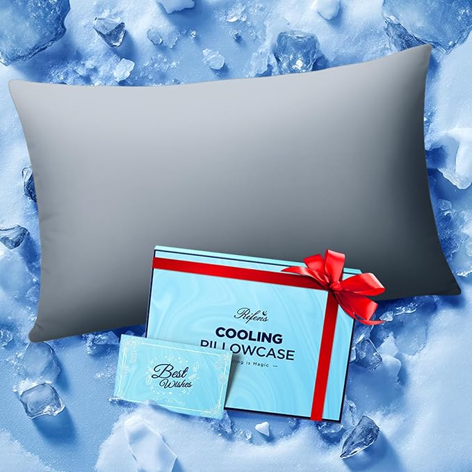 Ice Cooling Pillowcase for Hot Sleepers, Instantly Cool, Stay Cold All Night by Rifens