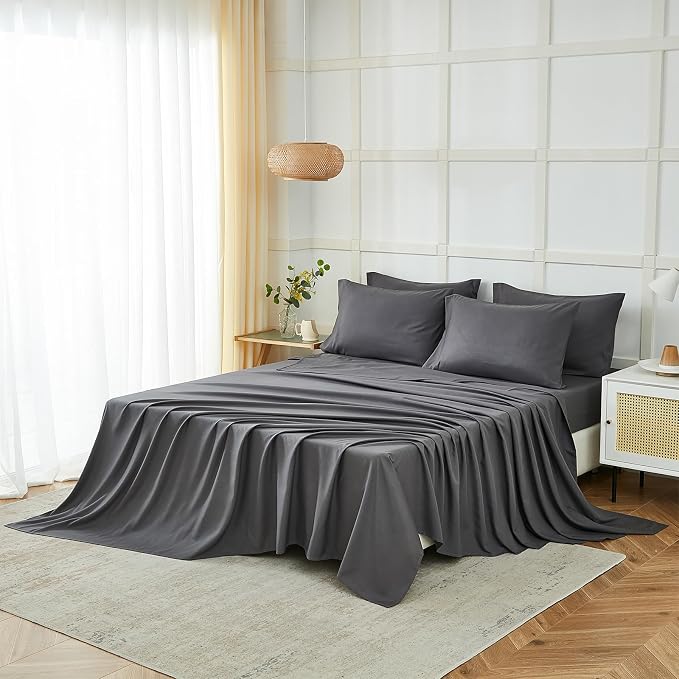 ILAVANDE Grey Queen Sheets Set 6 Piece, Hotel Luxury Super Soft 1800 Series - Image 6