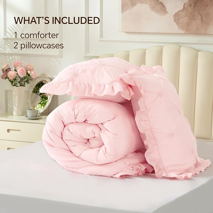 BEDELITE Baby Pink Comforter Set Queen - Image 6
