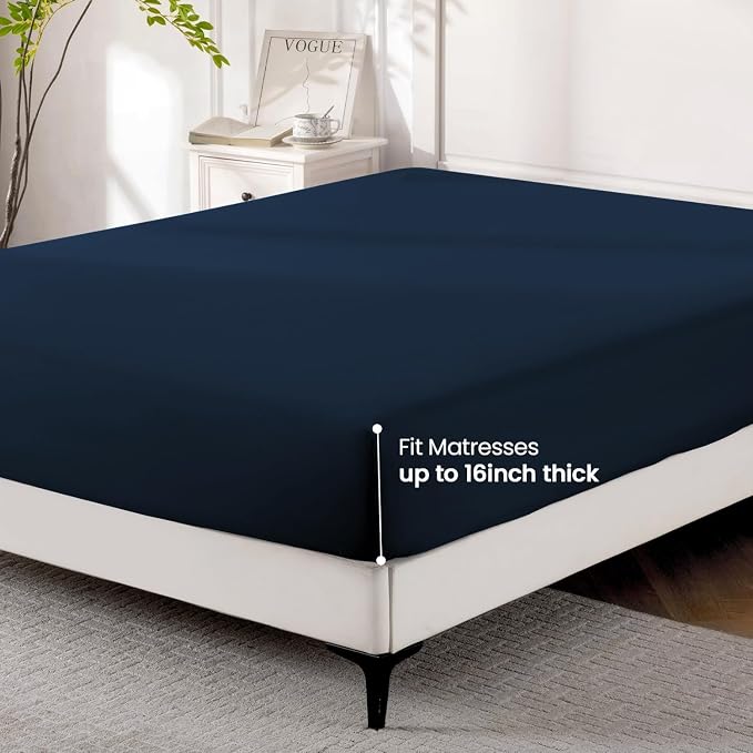 ROSE&RISY Dark Grey Twin Fitted Sheet, Soft and Breathable - Image 3