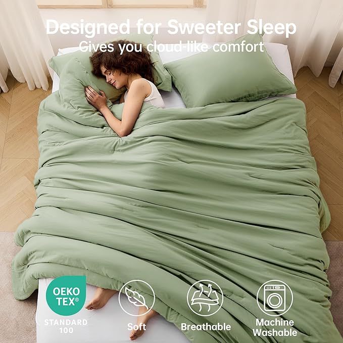 MUXHOMO Green Twin/Twin XL Comforter Set, All Season Ultra Soft Down - Image 2