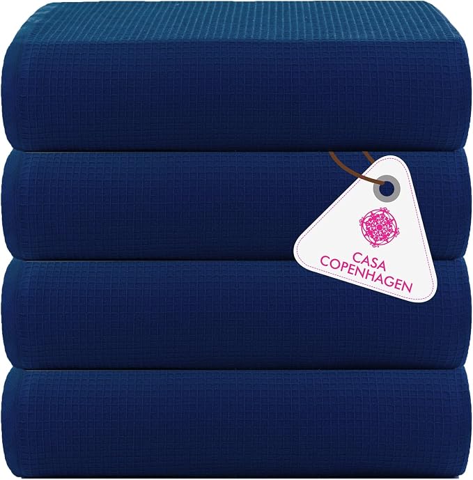 CASA COPENHAGEN Wafffle 4Pcs 100% Egyptian Cotton Large Designer Towels Gift by CASACOPENHAGEN