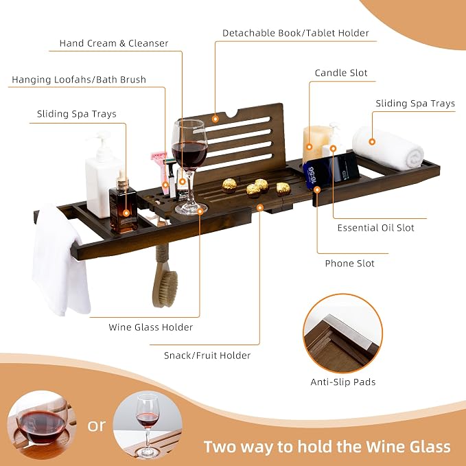 FLYJOE Wood Bathtub Tray Table - Image 5