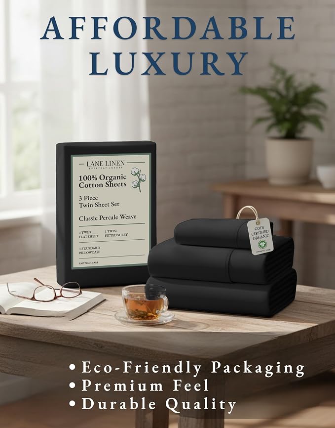 LANE LINEN 100% Organic Cotton Twin Bed Sheet Set, Soft & Breathable Twin Sheet - Image 8
