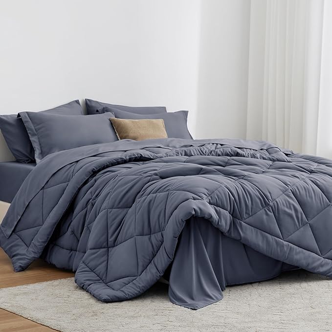 Love's cabin Twin XL Comforter Set Navy Blue, 5 Pieces Twin XL Bed in a Bag by Lovescabin