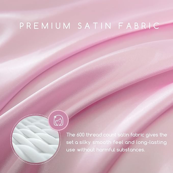MR&HM Satin Bed Sheets, King Size Sheets Set - Image 3