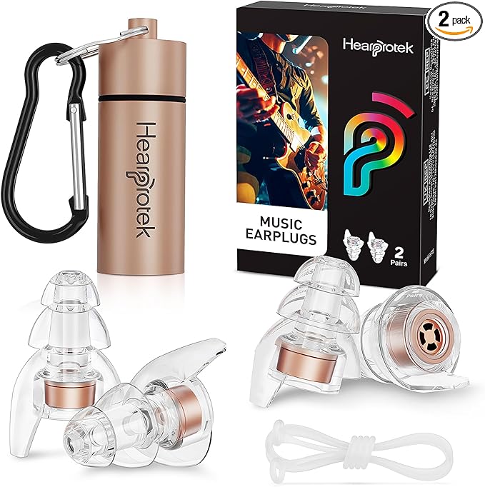 Hearprotek Concert Ear Plugs, 2Pairs Reusable high Fidelity Musician Ear Plugs by Hearprotek