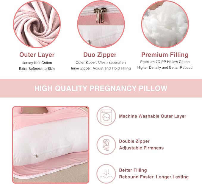 ALLOPERA Pregnancy Pillow, Full Body Maternity Pillow 57 inch, - Image 3
