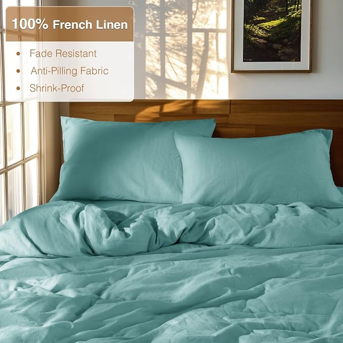 SONORO KATE 100% French Linen Duvet Cover King Size, Soft Breathable - Image 2