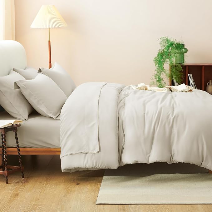 CozyLux Oversized Queen Comforter Set Beige, 7 Pieces Bed in a Bag Comforter Set - Image 8
