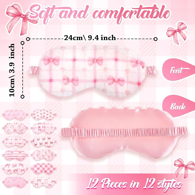 Cuffbow 12 Pcs Plush Sleeping Eye Masks Bulk Comfortable Sleep Eye Cover Mask - Image 2