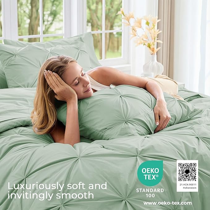 Sasttie Twin Comforter Set, 5-Piece Bed in a Bag, Pintuck Bedding Sets - Image 3