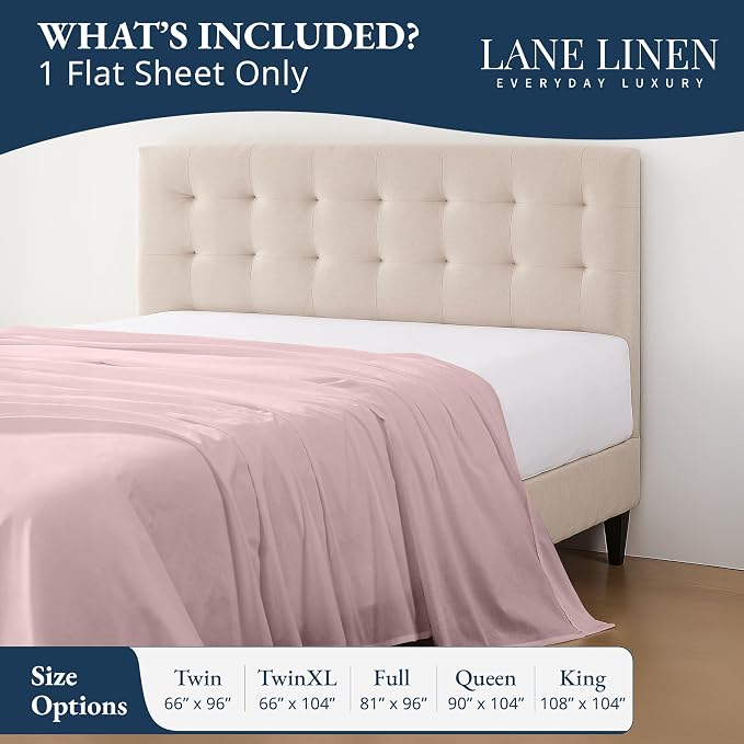 Lane Linen 100% Organic Cotton Twin Size Flat Sheet Only - Image 2