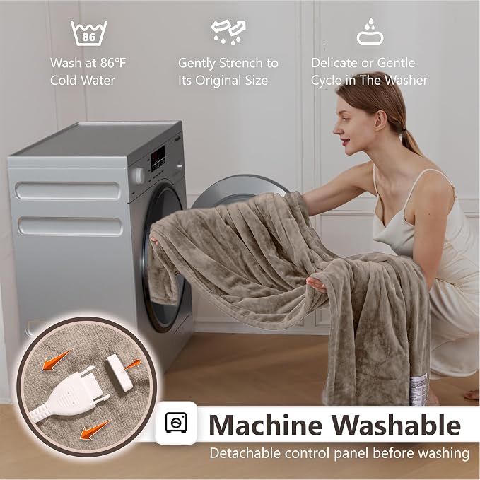 Wapaneus Heated Blanket Electric King Size 90"x100"-Dual Control - Image 5